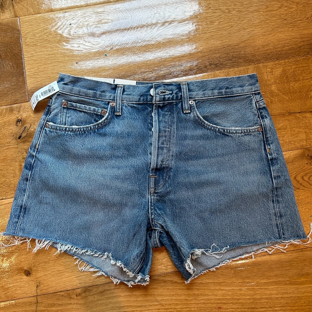 Agolde Parker Long Jean Short in Skywave